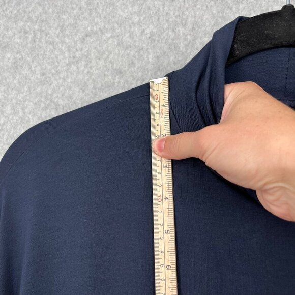 J Jill Wearever Jersey Knit Mock Neck Long Sleeve Top Size L Navy Blue Stretch - Picture 9 of 12